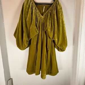 Free People Olive Green Velvet Dress